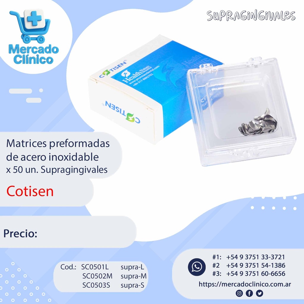 Matrices metálicas  x 50un Supragingivales - COTISEN