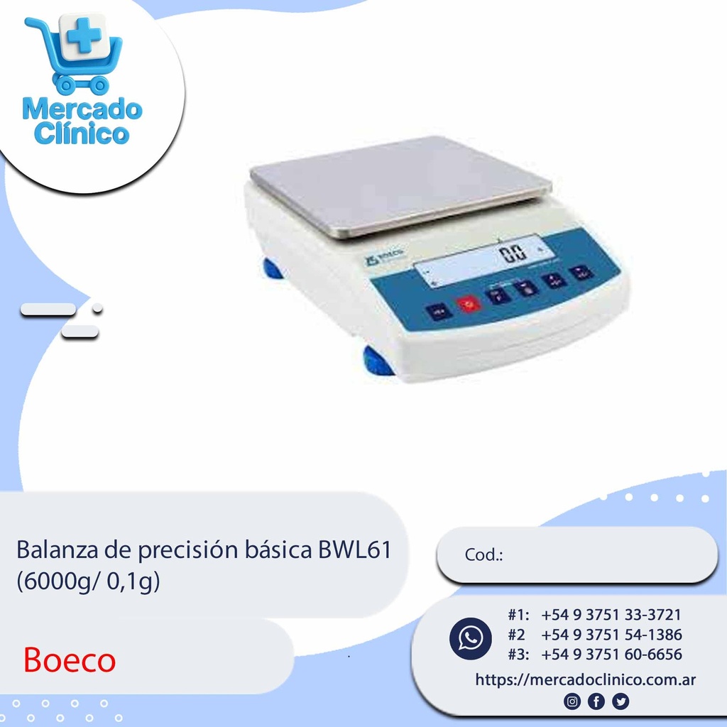 Balanza de precisión básica BWL61 (6000g/ 0,1g) - Boeco