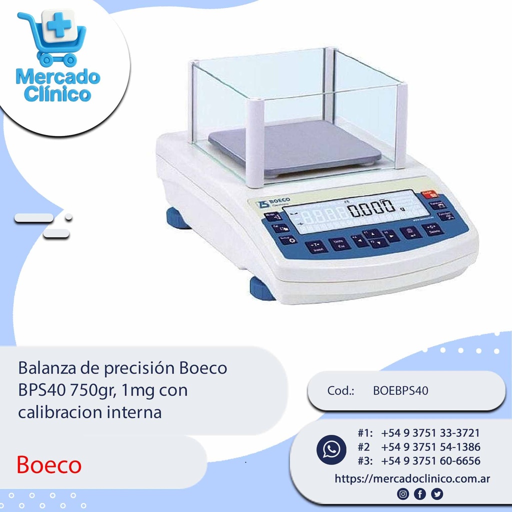 Balanza de precisión Boeco  BPS40 750gr, 1mg con  calibracion interna - Boeco