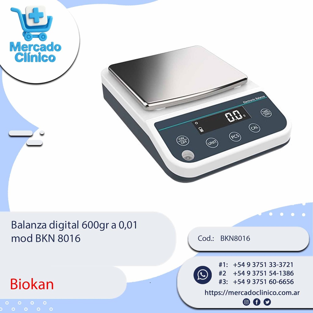 Balanza digital 600gr a 0,01  mod BKN 8016 - Biokan