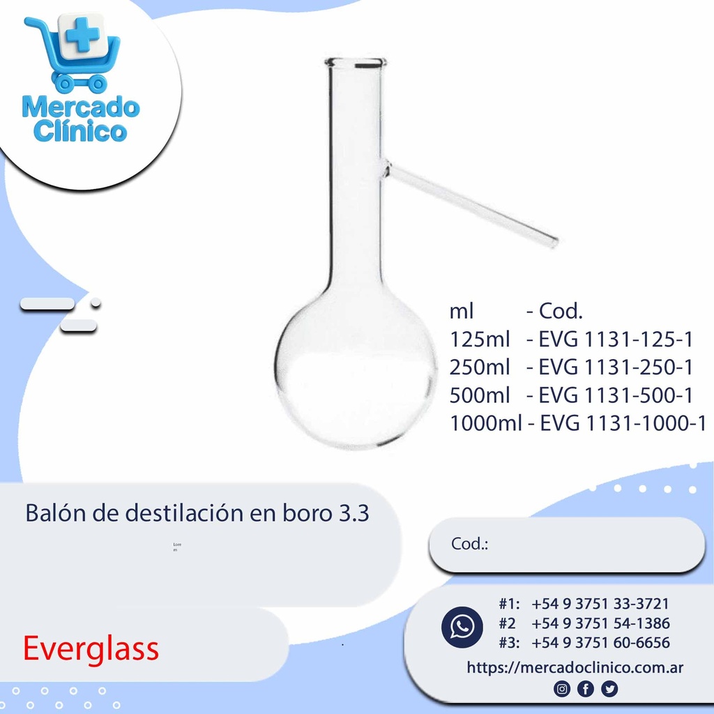 Balón de destilación en boro 3.3 - Everglass