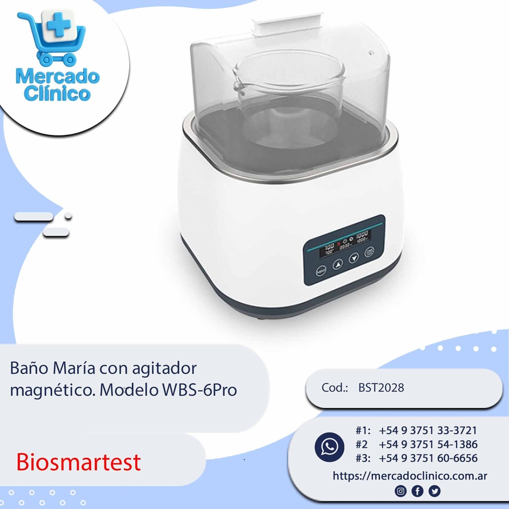 Baño María con agitador  magnético. Modelo WBS-6Pro - Biosmartest
