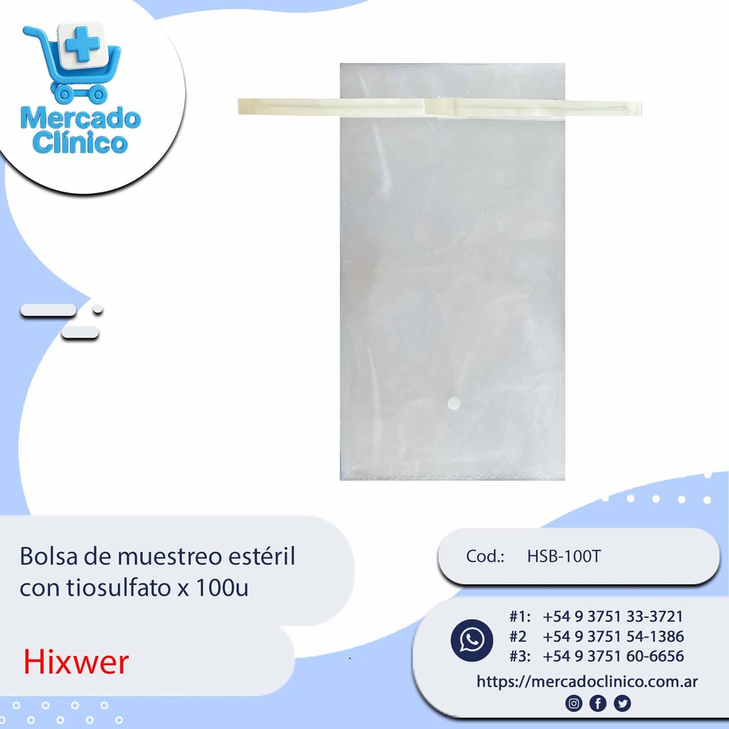 Bolsa de muestreo estéril  con tiosulfato x 100u - Hixwer