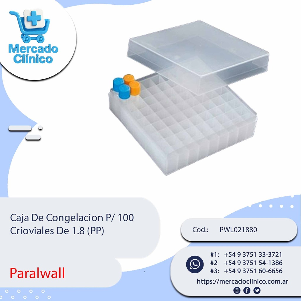 Caja De Congelacion P/ 100  Crioviales De 1.8 (PP) - Paralwall