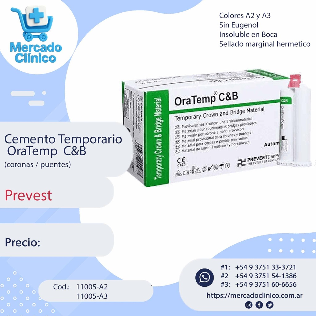 Cemento Temporario OraTemp (coronas / puentes) - PREVEST 