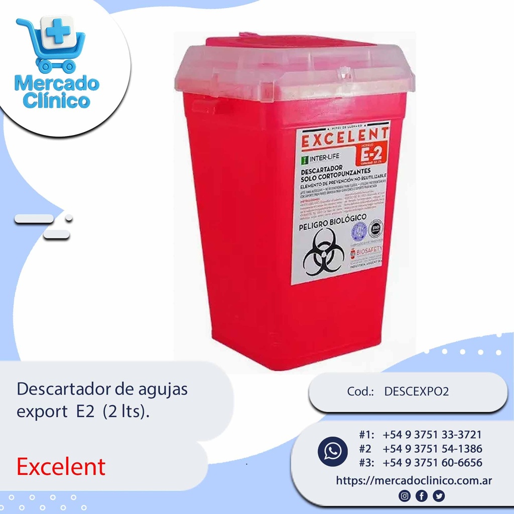 Descartador de agujas export E2  (2 lts). - Excelent