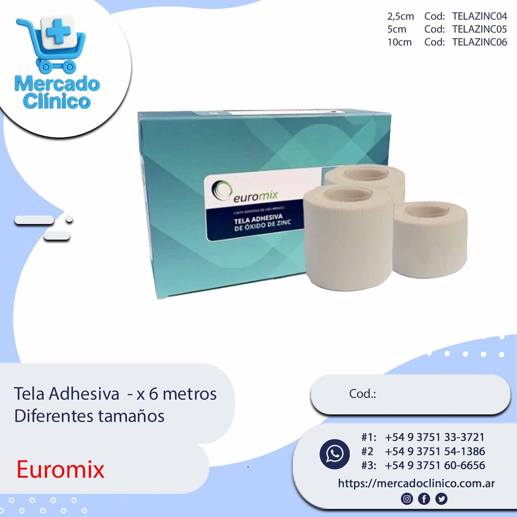 Tela Adhesiva x 6 metros -  Diferentes tamaños - Euromix