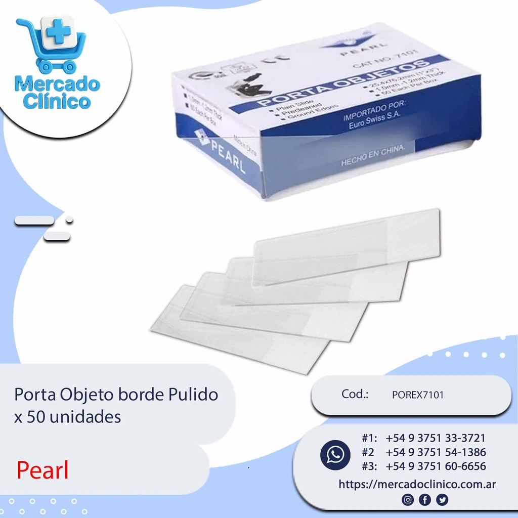 Porta Objeto Borde Pulido 25.4 x 76.2 mm - 50 unidades - Pearl