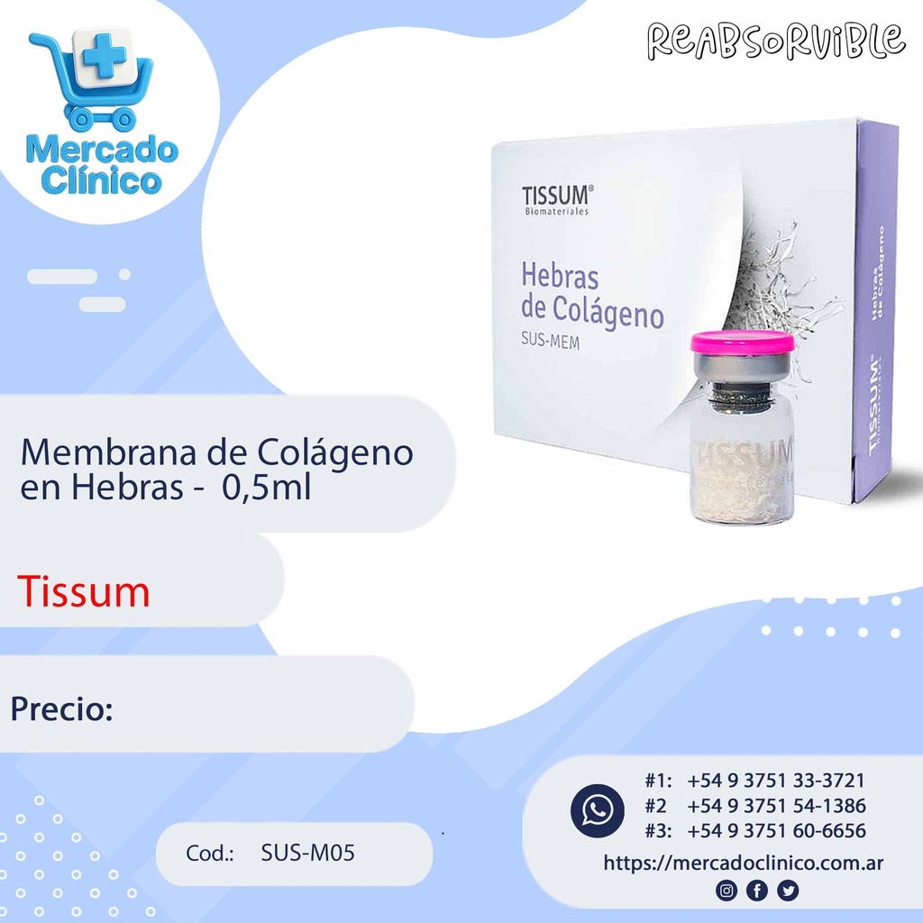 Membrana de Colágeno en Hebras -  0,5ml - Tissum