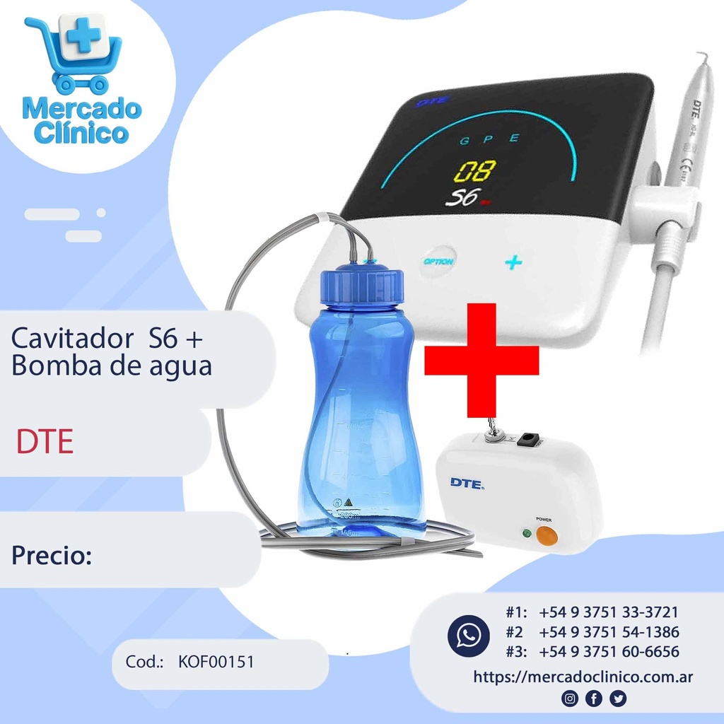 Cavitador ultrasónico Endo Led S6 (Perio+endo) + Bomba de agua - DTE