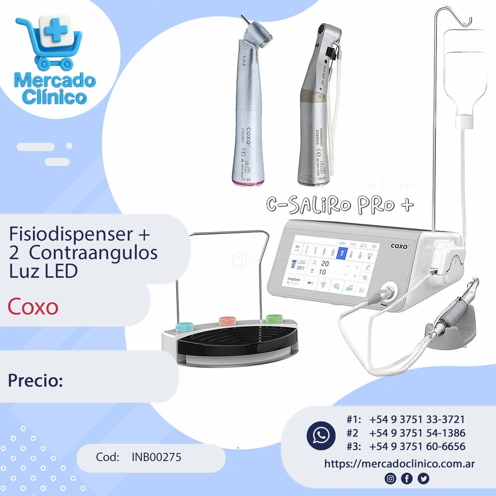MOTOR - Fisiodispenser +  2 Contra Ángulo - Luz LED - C-SAILOR PRO+ - Coxo