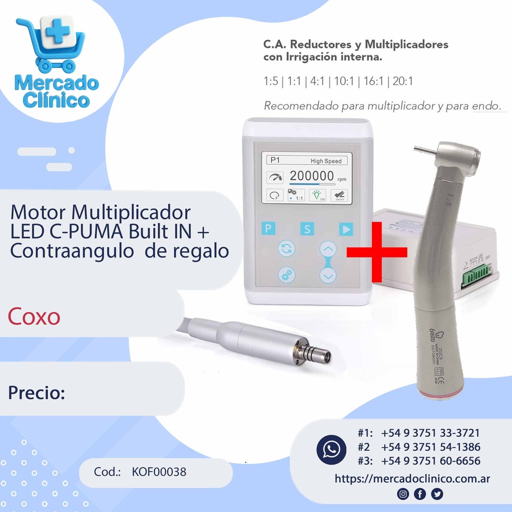 Motor Multiplicador LED C-PUMA Built IN + Contraangulo  de regalo - COXO