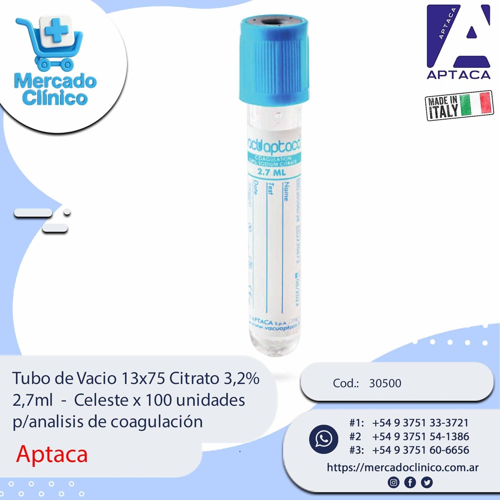 Tubo de Vacio 13x75 EDTA K3 - 3ml - Violeta - Gradilla x 120 unidades - Aptaca (copia)