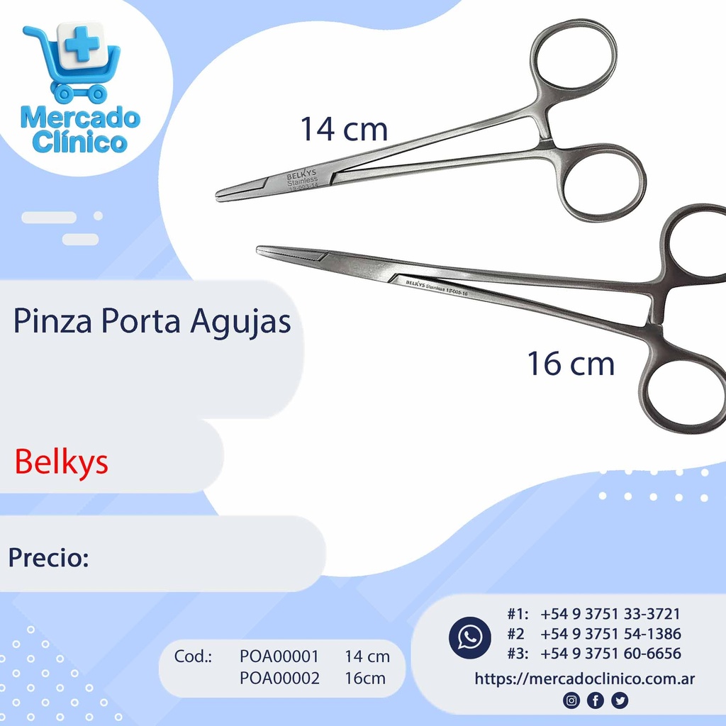 Pinza Porta Agujas 16 cm - Belkys