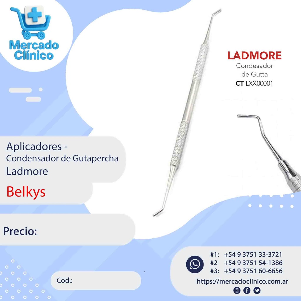 Aplicadores -  Condensador de Gutapercha Ladmore - Belkys