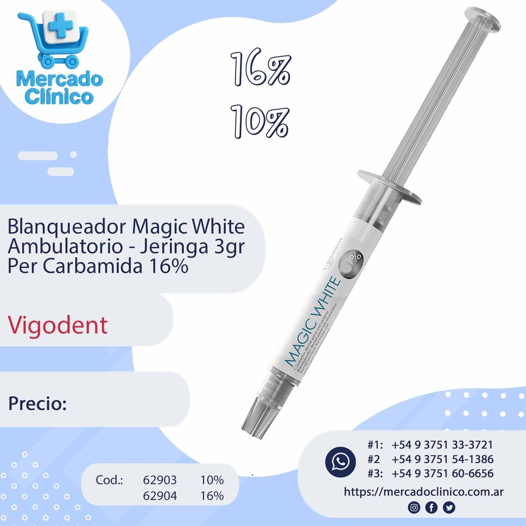 Blanqueador MAGIC WHITE 16% X 3 gr - Vigodent