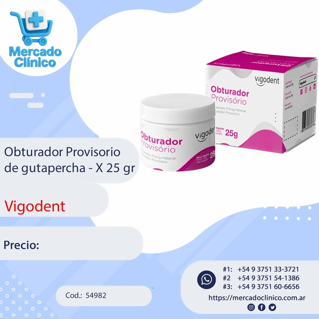 Obturador PROVISORIO X 25GR VIGODENT