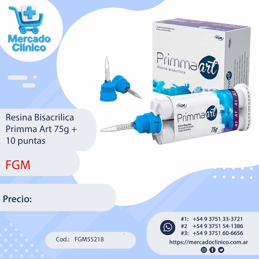 Resina Bisacrilica Primma Art 75g + 10 puntas - FGM 