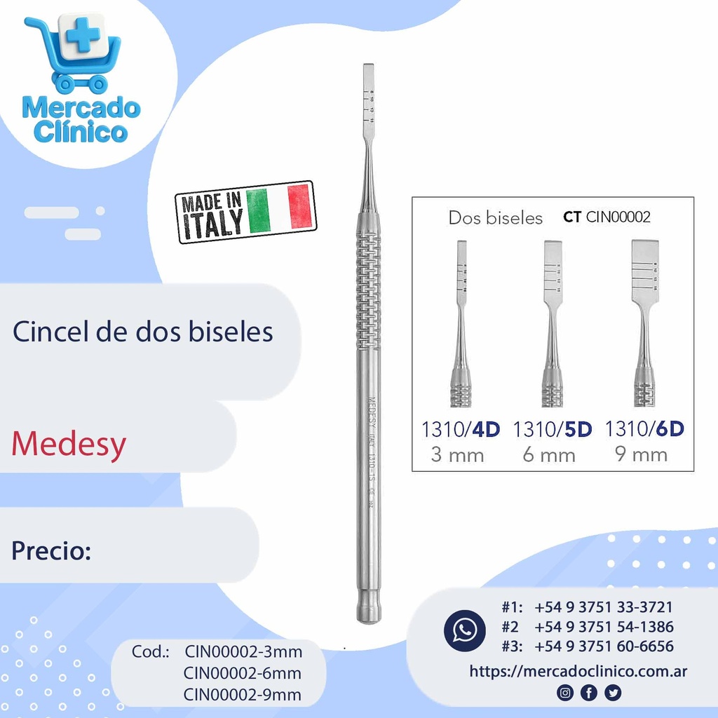 Cincel de 2 biseles - X UNIDAD - Medesy