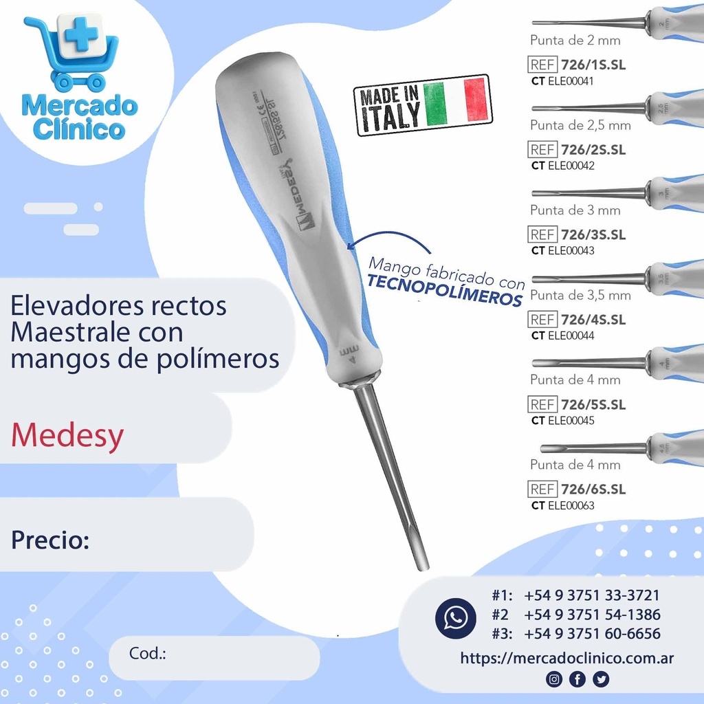 Elevador de raiz recto - MAESTRALE - Mangos de polímeros - Diferentes modelos - Medesy
