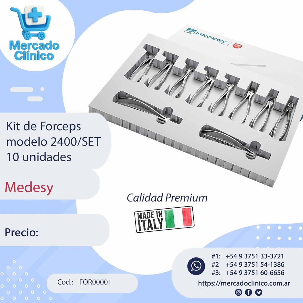 Kit de Forceps  modelo 2400/SET - con 10 unidades - Medesy