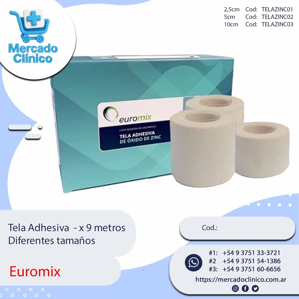 Tela Adhesiva x 9 metros -  Diferentes tamaños - Euromix