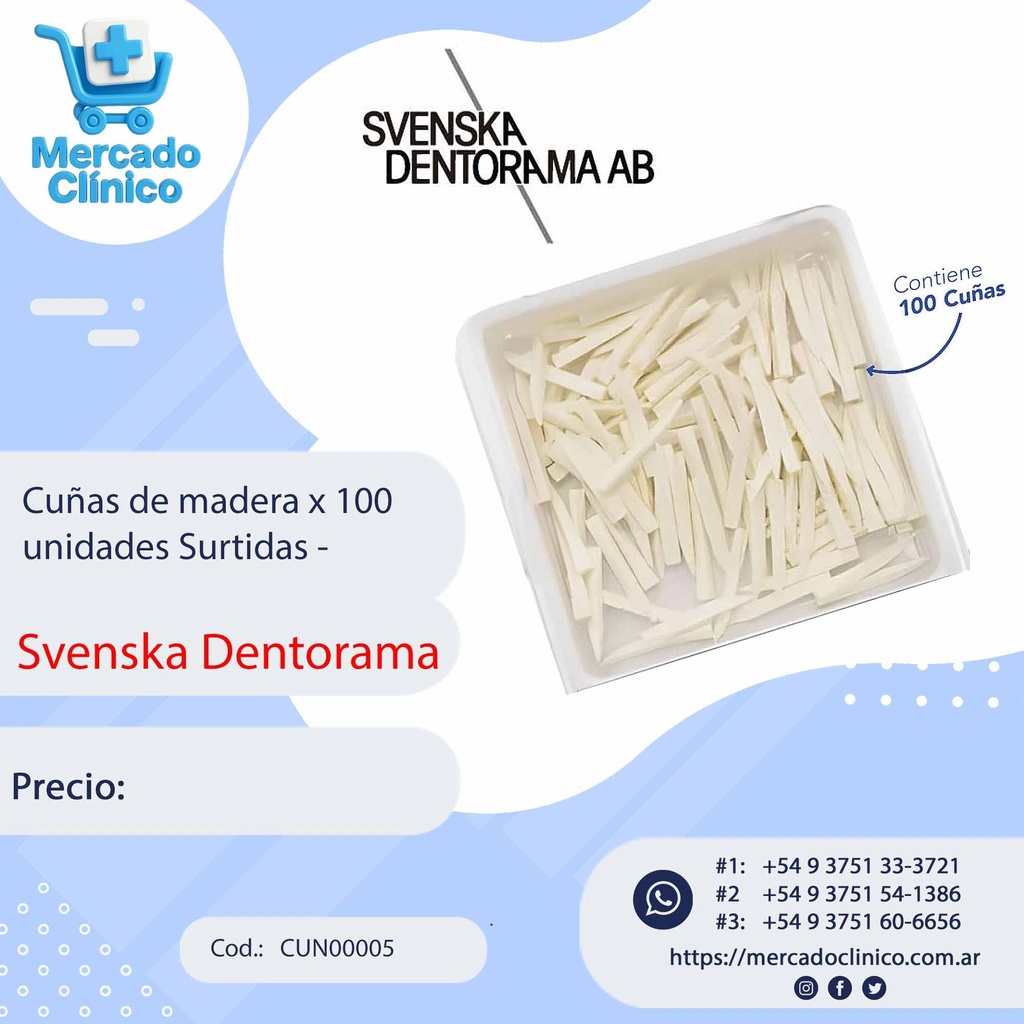 Cuña de madera color madera  x 100 unidades Surtidas - SVENSKA DENTORAMA