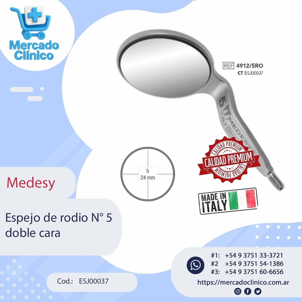 Espejo de rodio N° 5 doble cara - 12 unidades - Medesy