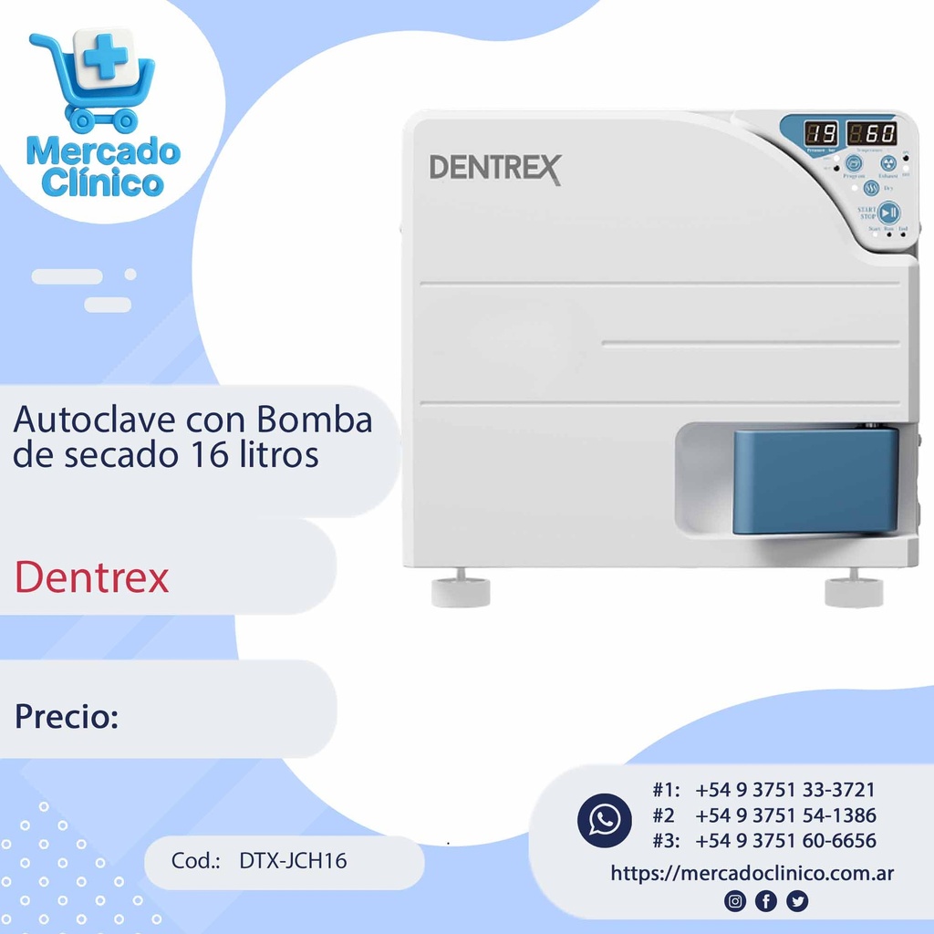 Autoclave SIN Bomba de secado 18 litros - Dentrex