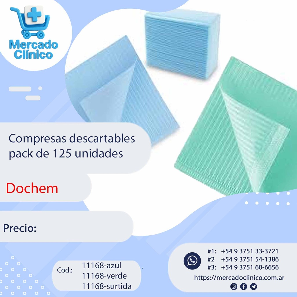 Compresas descartables pack de 125 unidades - Dochem