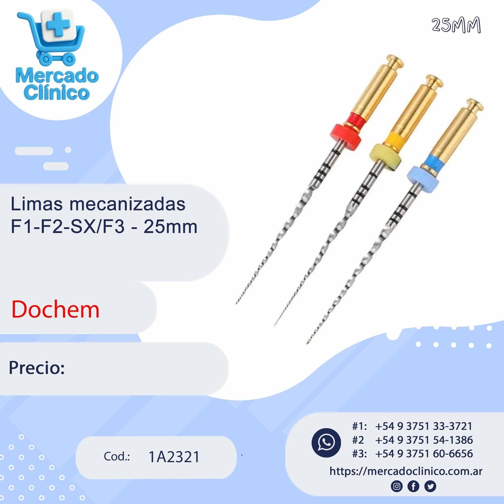 Limas mecanizada  F1-F2-F3 - de 25mm - Dochem