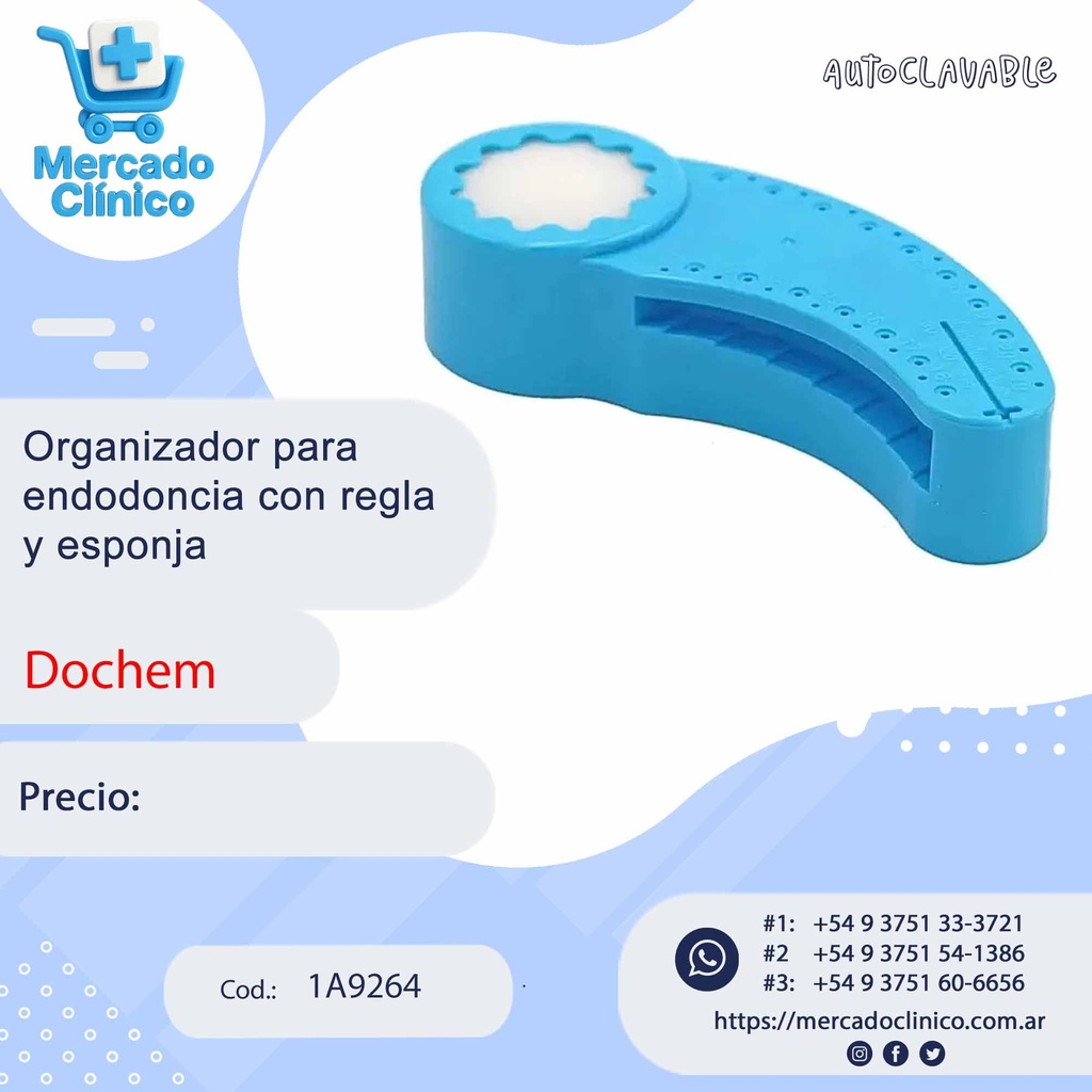 Organizador para  endodoncia con regla y esponja - Dochem