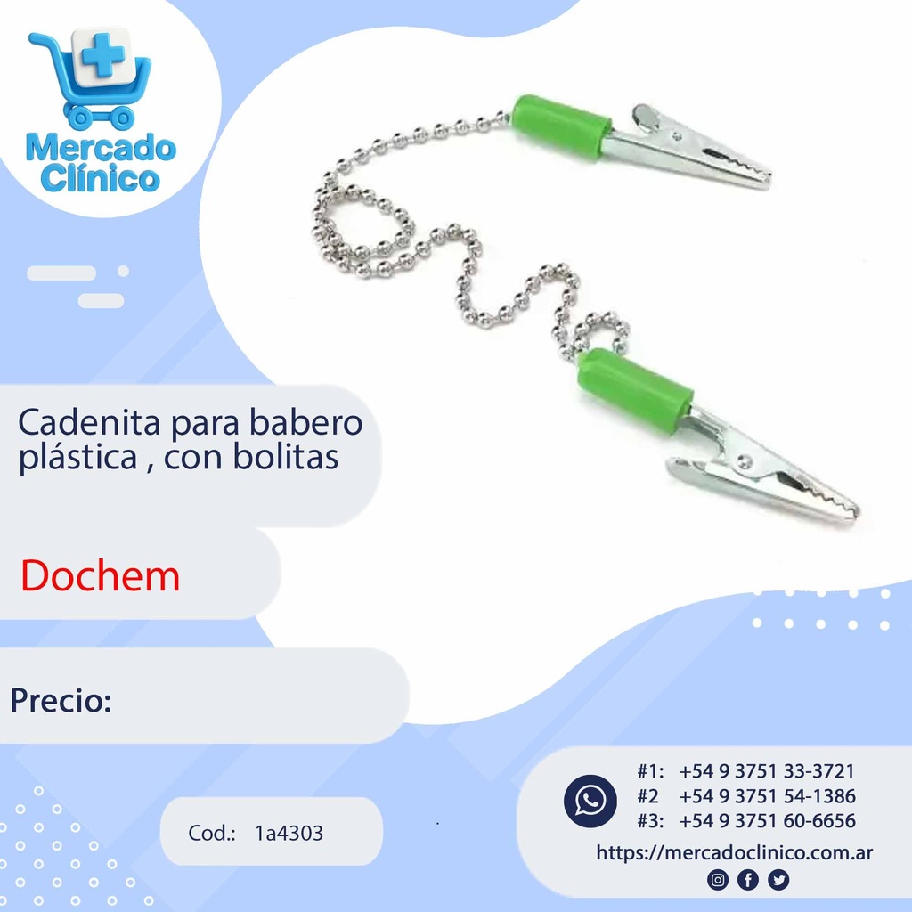 Cadenita para babero  plástica , con bolitas - Dochem