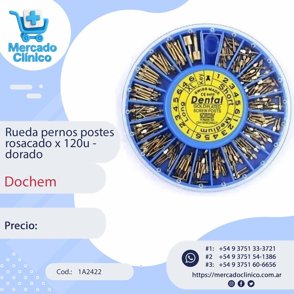 Rueda pernos postes rosacado x 120u -  dorado - Dochem