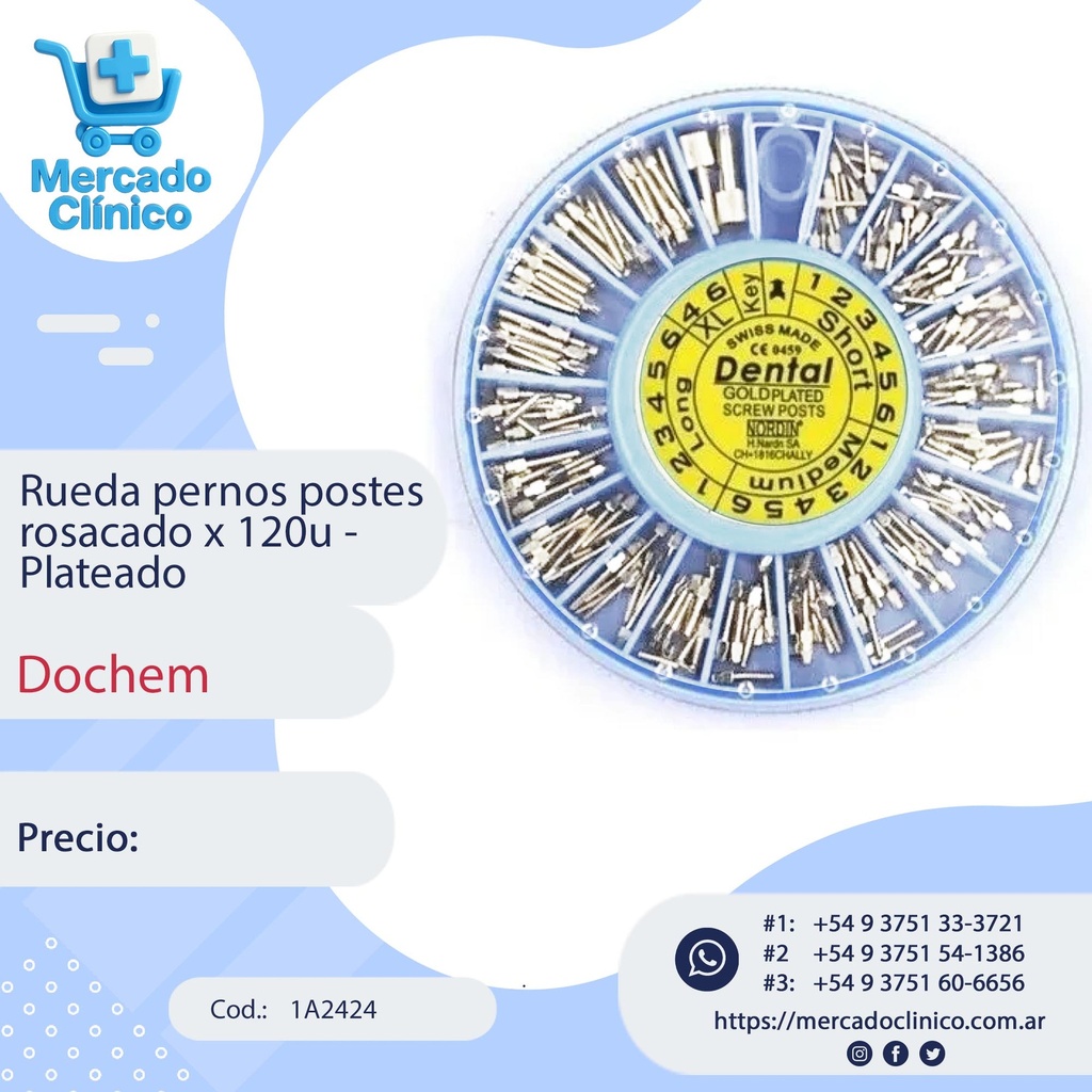 Rueda pernos postes rosacado x 120u -  plateado - Dochem