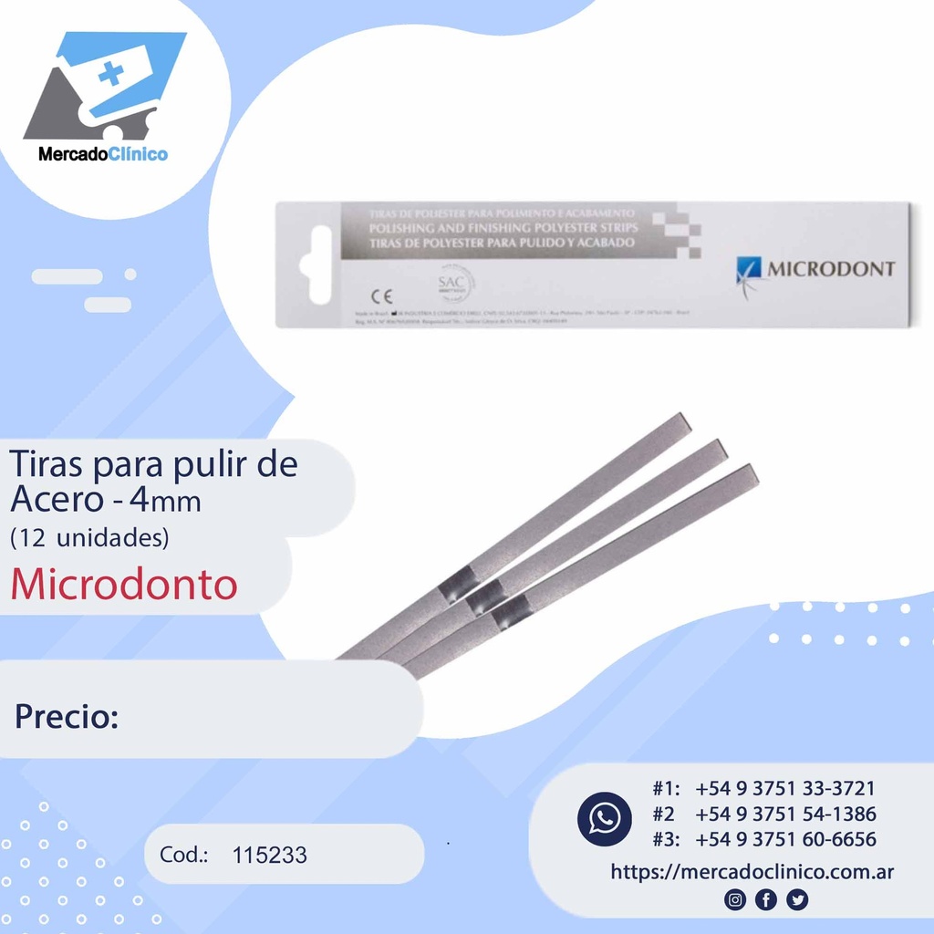 Tira de pulir  de Acero inox - x 12 unidades - Microdont
