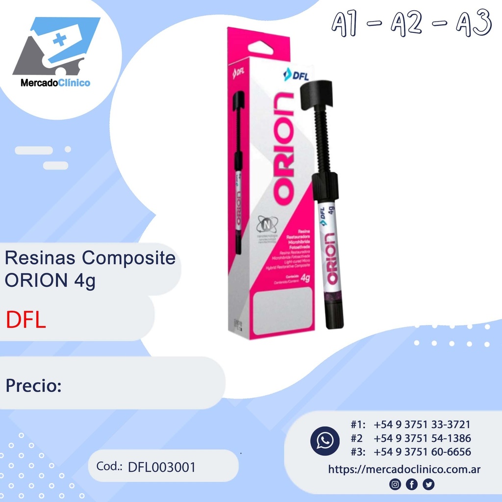 Resina Composite ORION - Micro Hibrida - 4g - DFL 