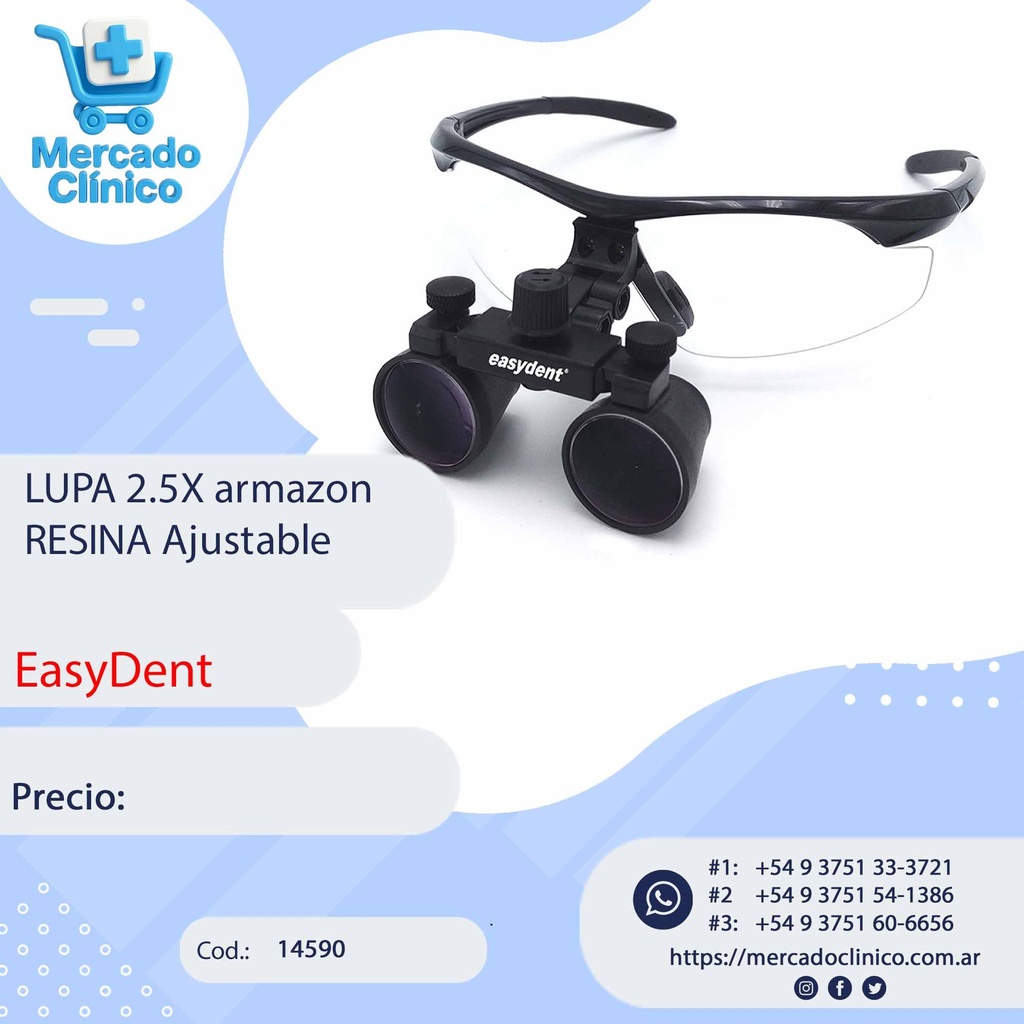Lupa 2.5X armazon de resina Ajustable - EasyDent