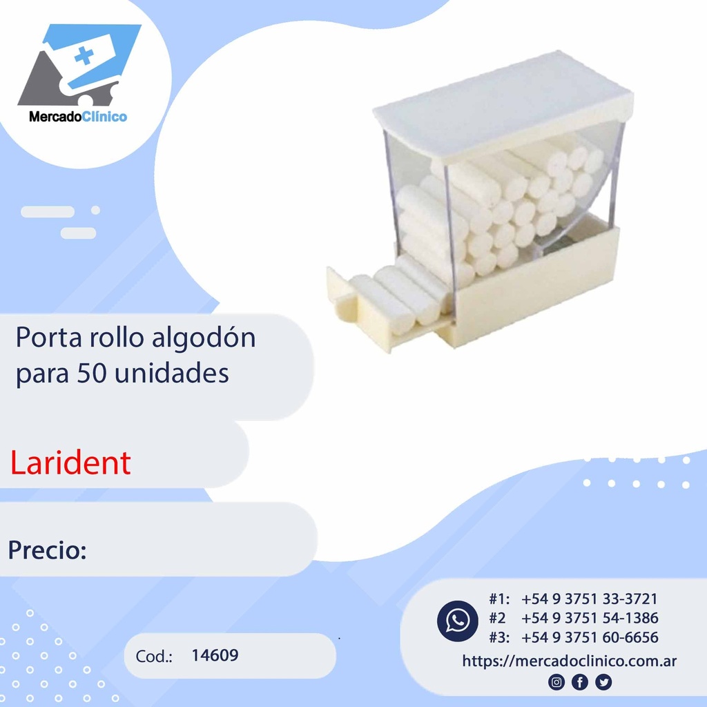 Organizador / Porta rollo algodón para 50 unidades - Larident