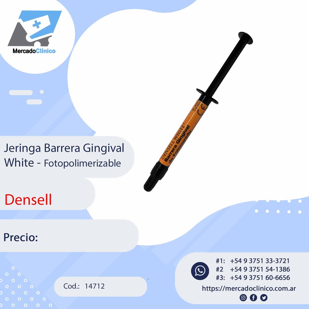 Jeringa Barrera Gingival  White - Fotopolimerizable - Densell