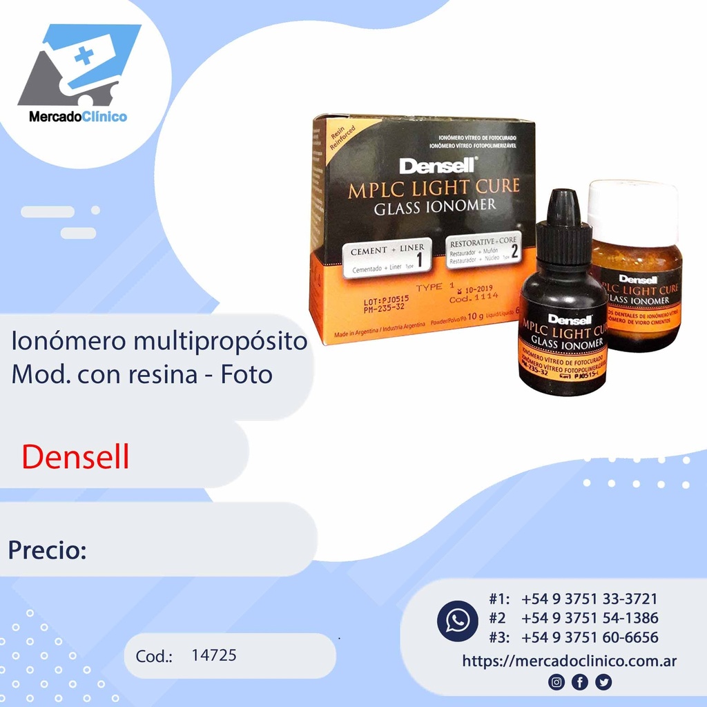 Ionómero multipropósito Mod. con resina - Foto - Densell