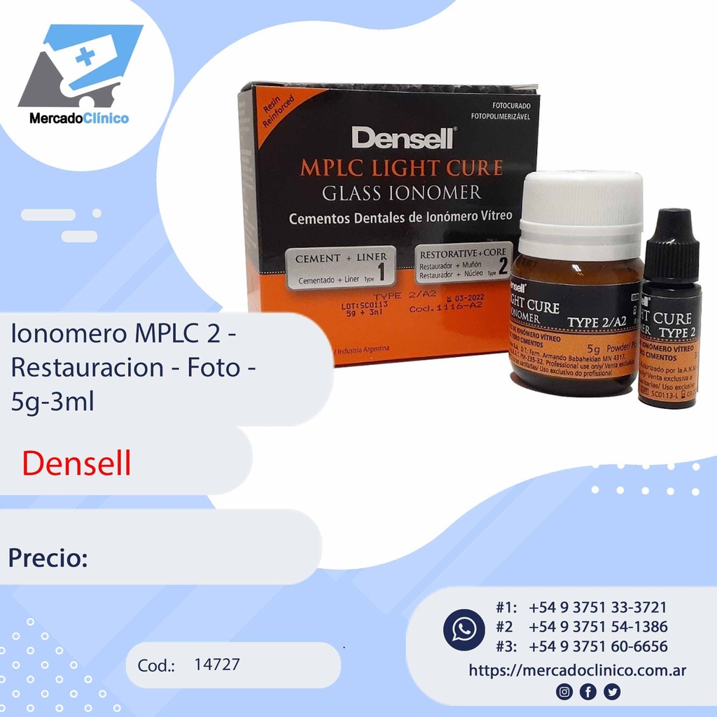 Ionomero MPLC 2 - Restauracion - Foto - Densell