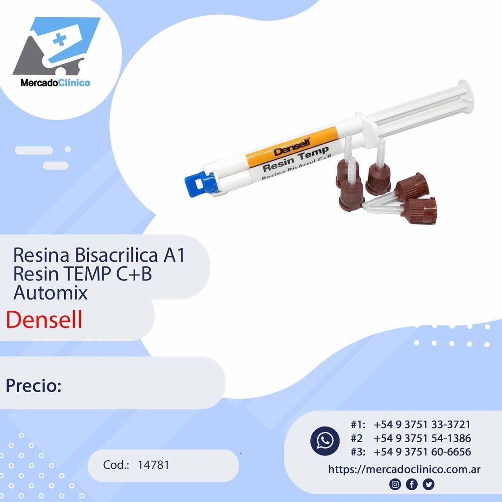 Resina Bisacrilica A1 Resin TEMP C+B Automix - Densell