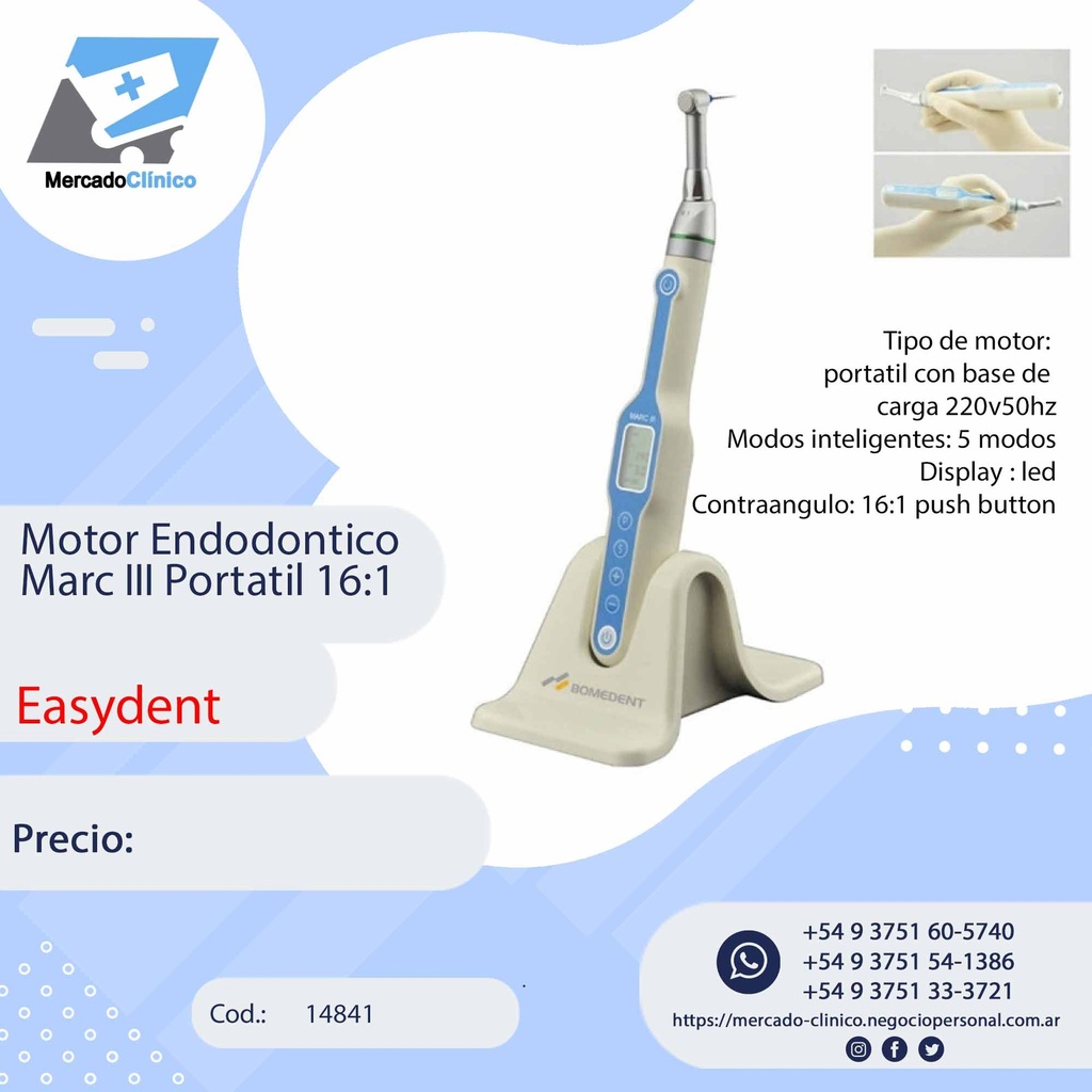 Motor Endodontico Marc III Portatil 16:1 - Easydent
