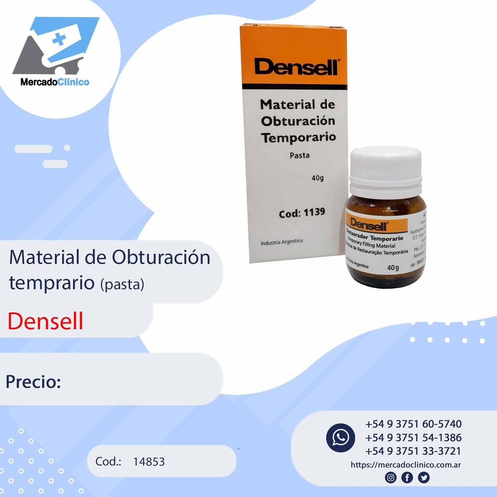 Material restaurador / Obturador temporario - PastaDensell