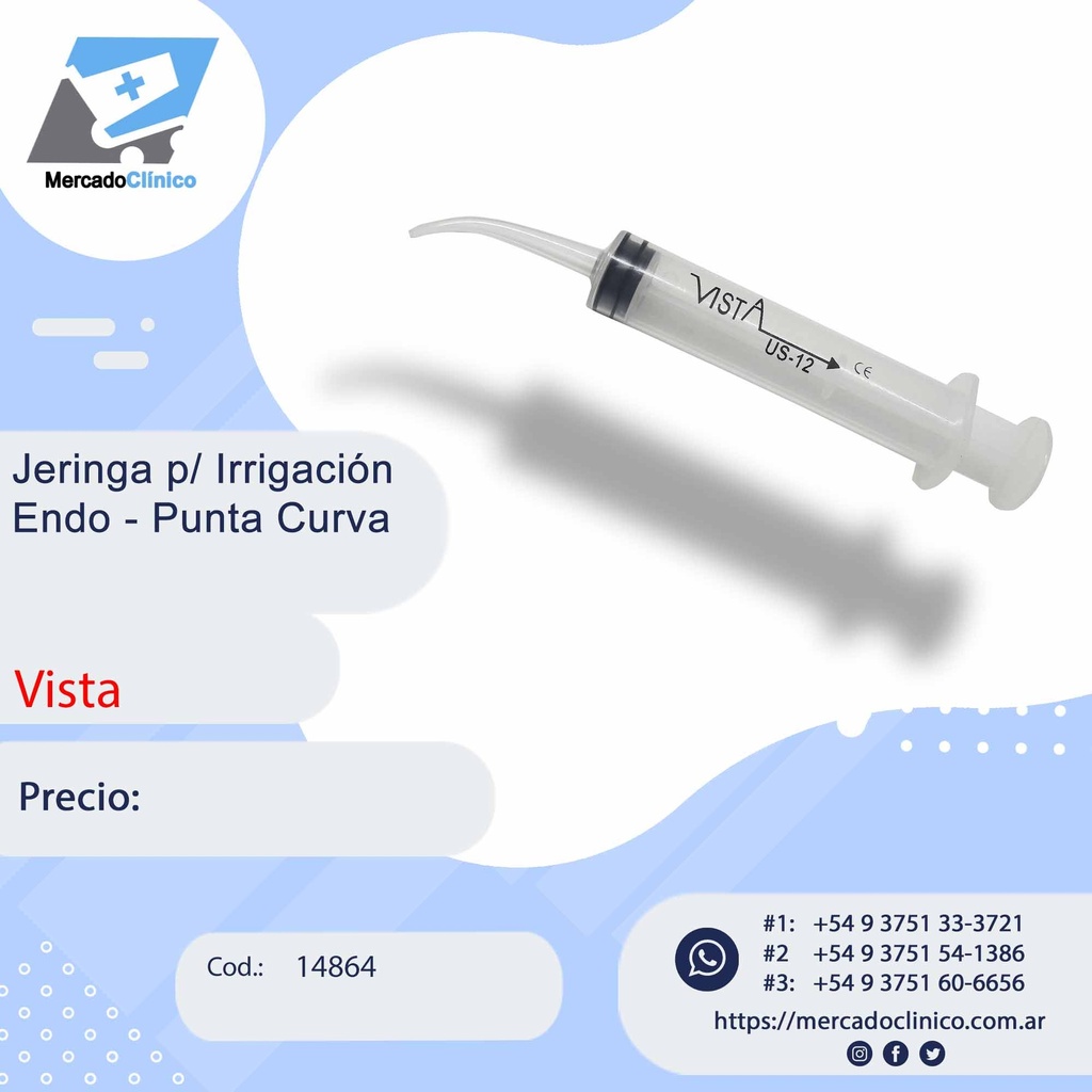 Jeringa p/ Irrigación Endo - Punta Curva - Vista