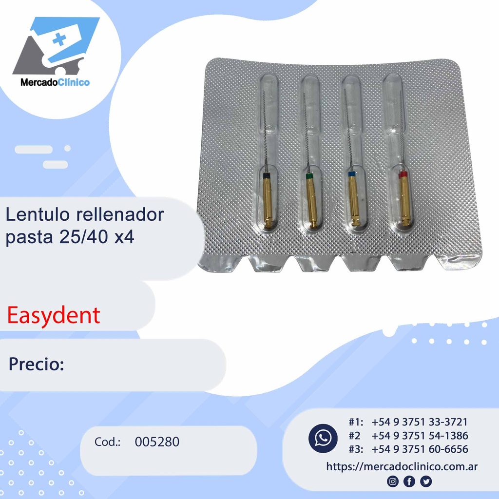 Lentulo rellenador pasta 25/40 x4 - Easydent