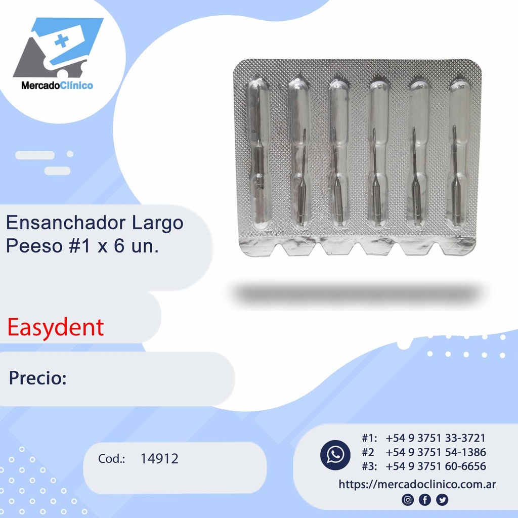 Ensanchador Largo Peeso #1 x 6 un - Easydent
