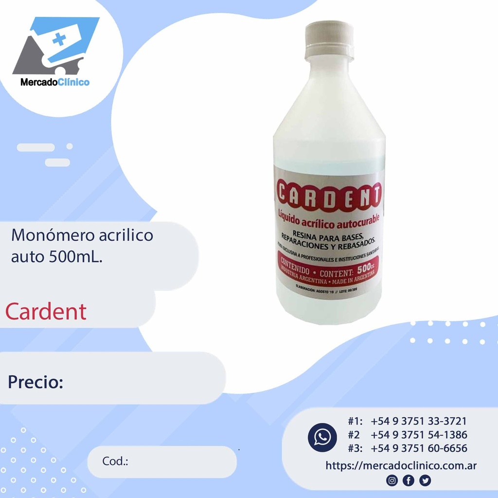 Monomero liquido Auto 500ml - Cardent