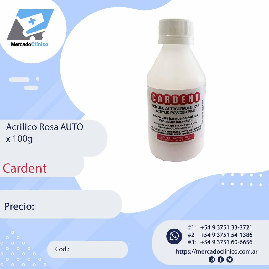 Acrilico ROSA auto - 100g - Cardent
